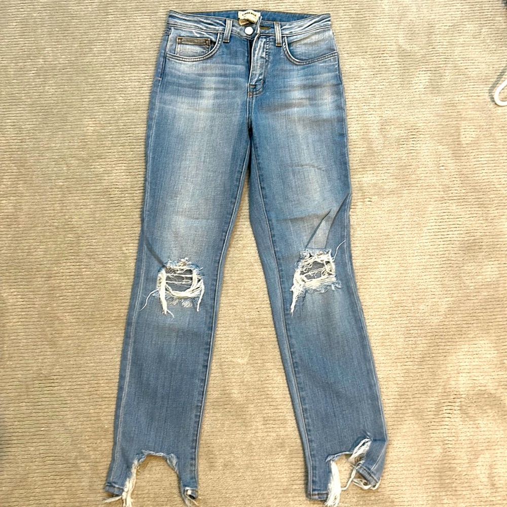 L’AGENCE High Line Slim Straight Skinny High Rise Lighy Blue 25